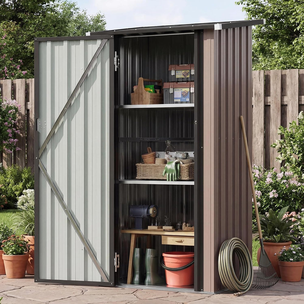 Aoxun Outdoor Storage Cabinet Shed with Floor, Small Vertical Cabinet