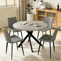 44" Round Dining Table Set for 4, Modern X-Shaped Metal Leg Table