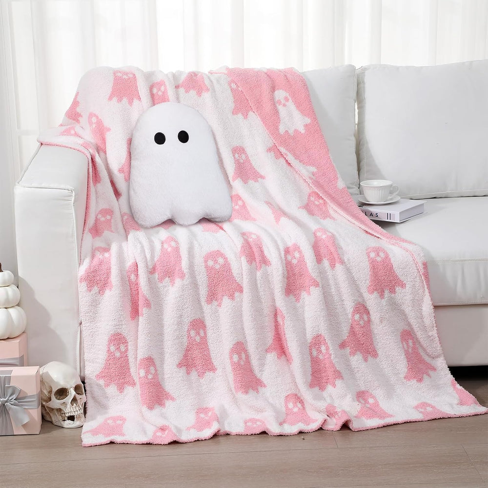 Halloween Ghost Throw Blanket and Pillow Set, 50 x 60 Inch