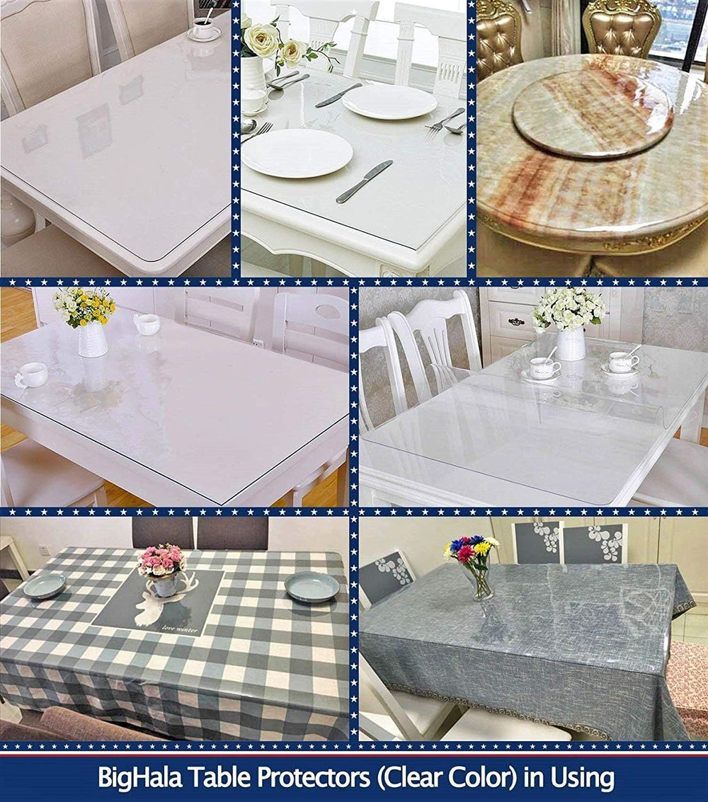 Coffee Table Protector Multi-Size Eco Thick Clear Plastic Tablecloth Cover PV...