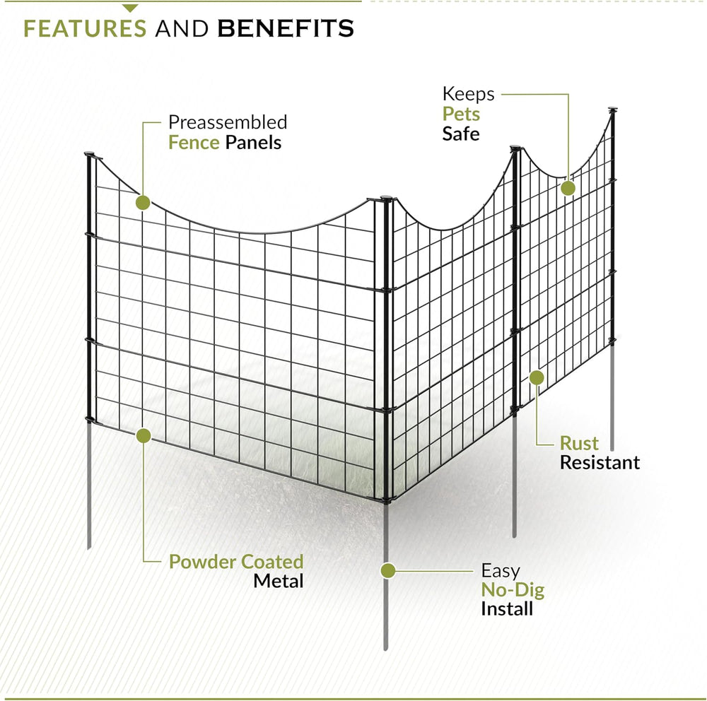Zippity 25in H Black Metal Fence, DIY Fence Kit