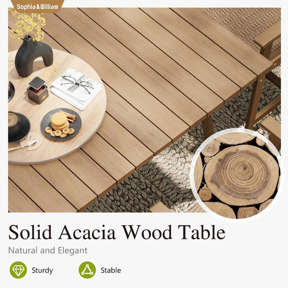 Sophia & William Patio Dining Set, Rattan, Wood, Light Brown