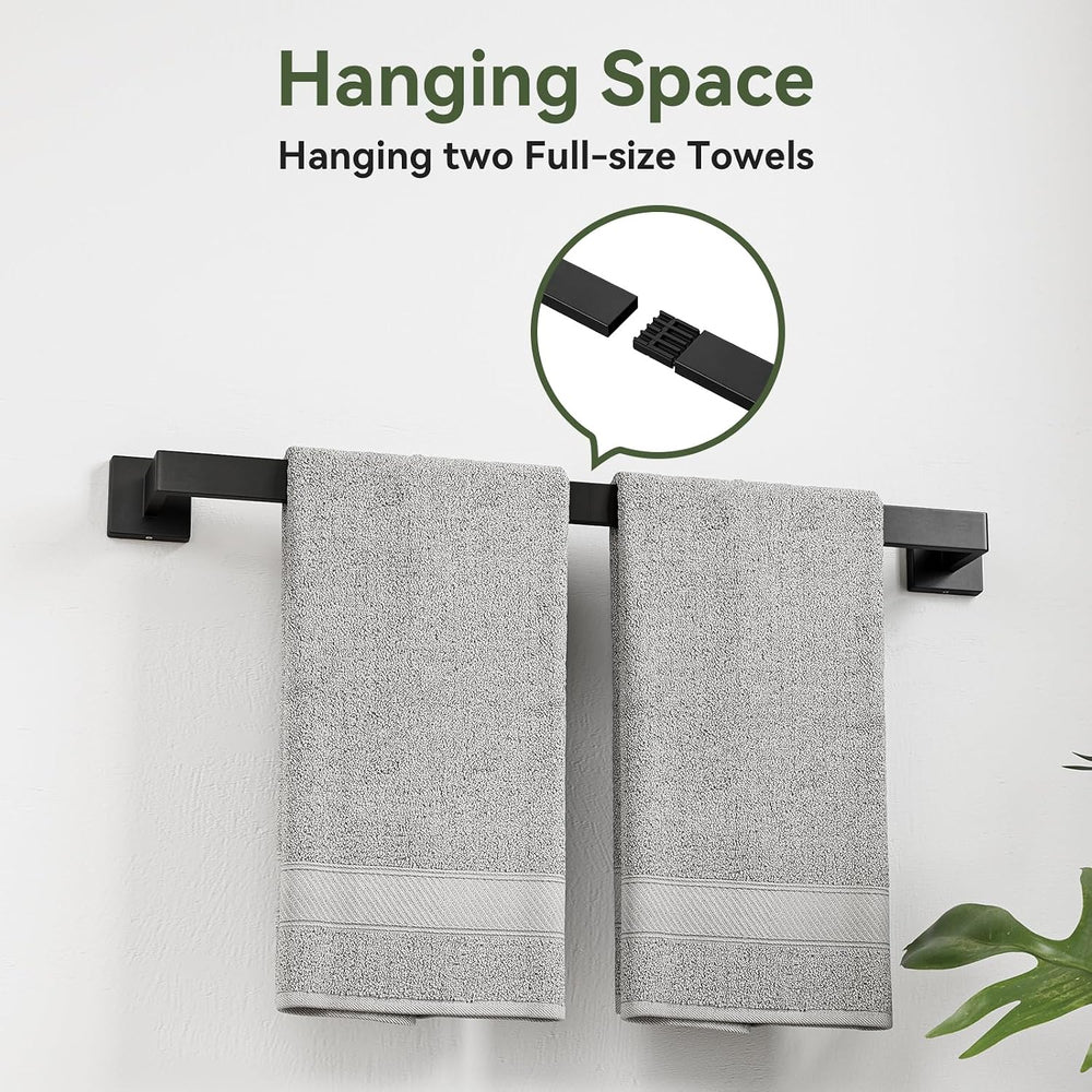10-Pieces Matte Black Bathroom Accessories, 24 Inch Bathroom Hardware Set