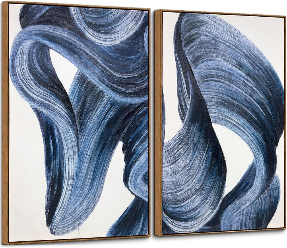 Zessonic Large Blue Abstract Modern Minimalist Graffiti Wall Art,24"x36&...
