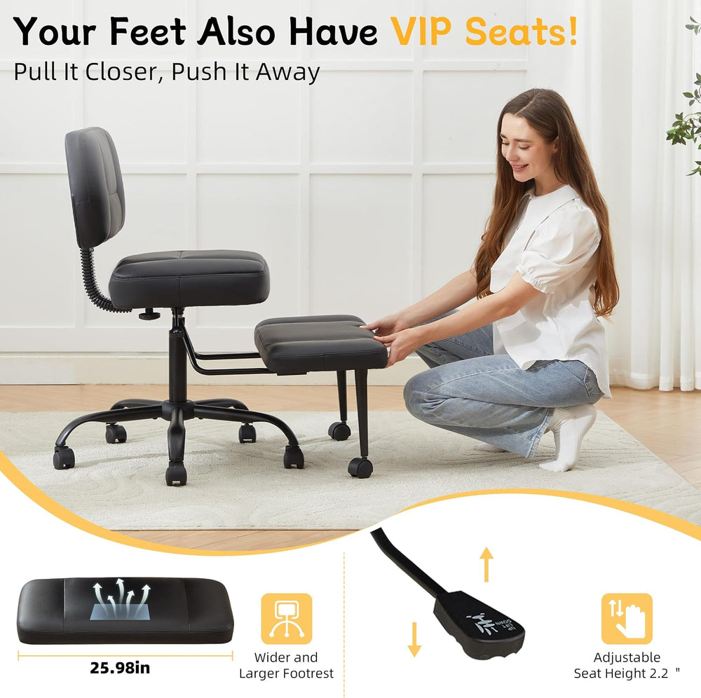 Criss Cross Legged Office Chair with Wheels,Swivel Meditation Chair for ADHD,...