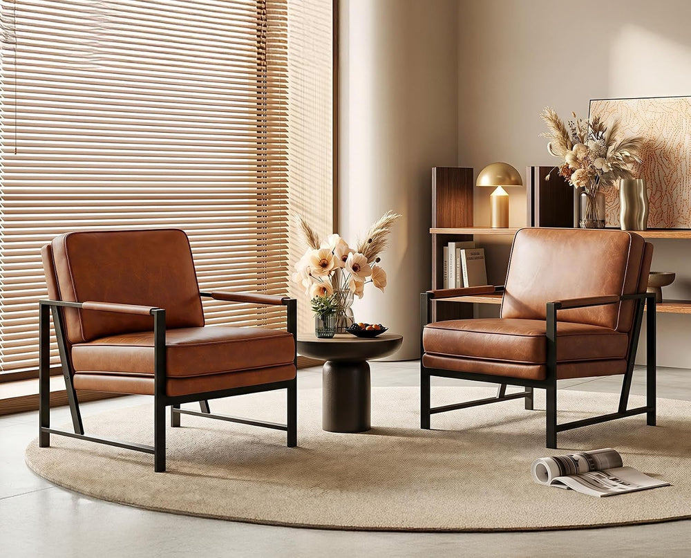Yaheetech Mid-Century Modern Accent Chairs Set of 2, Light Brown