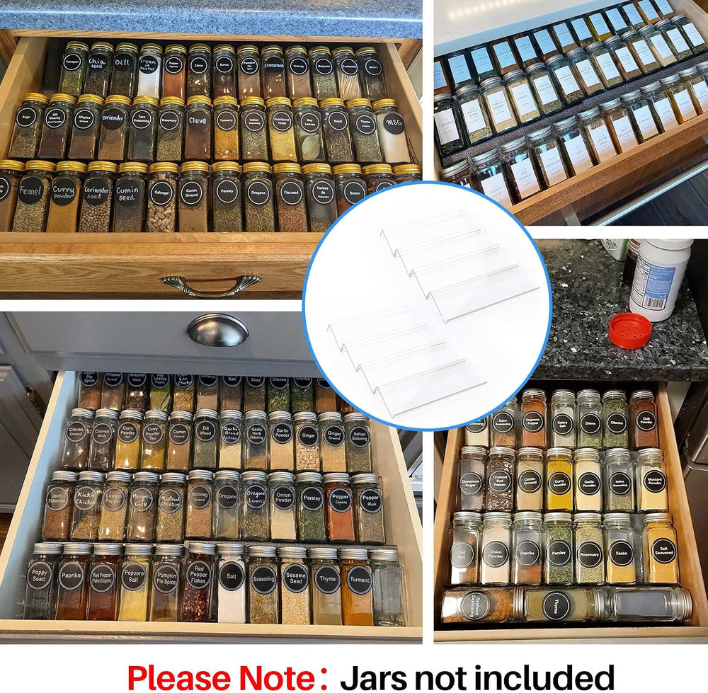 MIUKAA Clear Spice Drawer Organizer, 4 Tier - 2 Set Acrylic Seasoning Rack