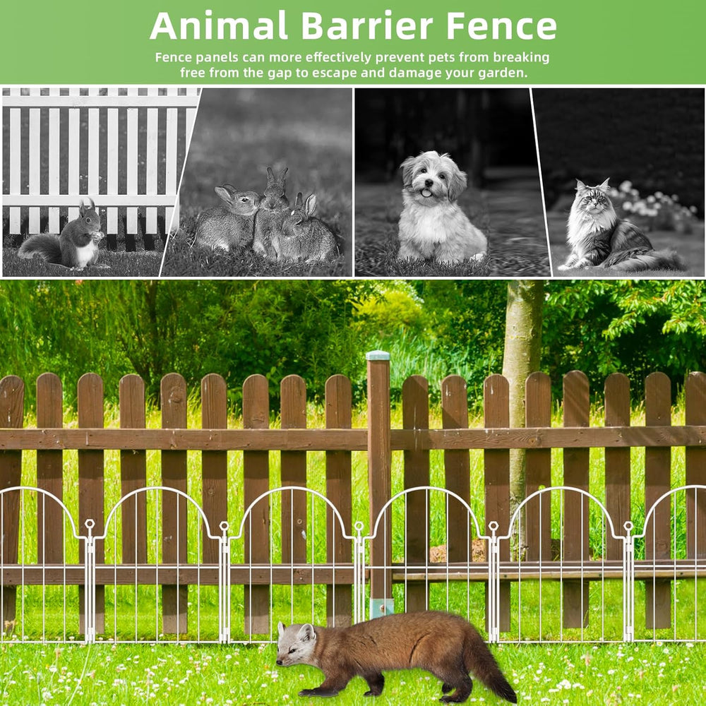 30 Pack White Decorative Garden Fence, 17in(H) x 32ft(L), with Ground Stake
