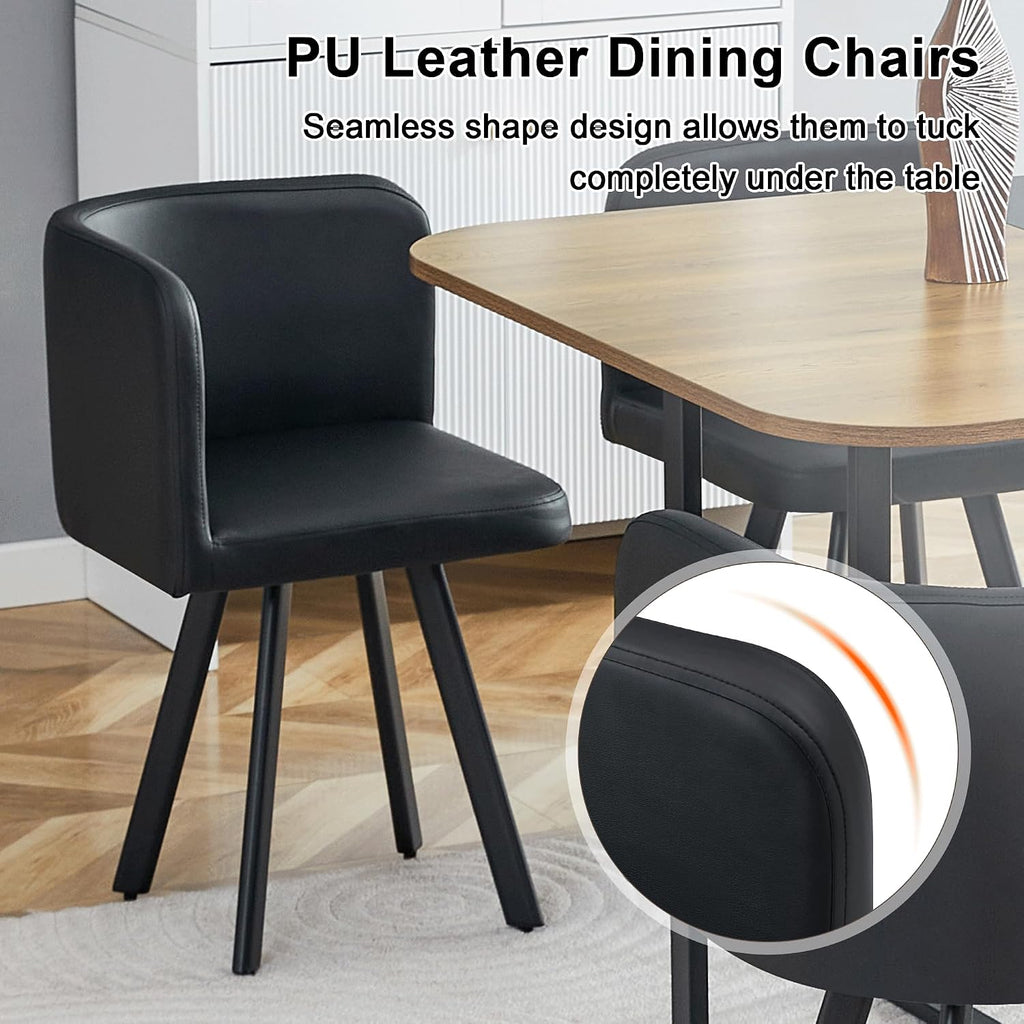 7-Piece Dining Table Set for 6,Modern Dining Table Set for 6 with Cushioned Chairs,59" Black Kitchen Table Set for Home, Apartment,Office,Conference Room,Small Spaces, Space-Saving