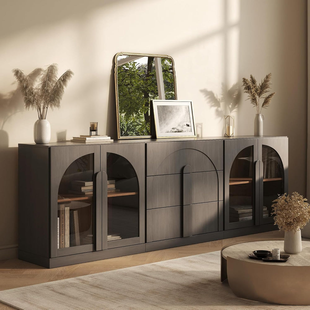 BELLEZE Bijou 3-Piece Modular Sideboard Buffet Cabinet - Ebony