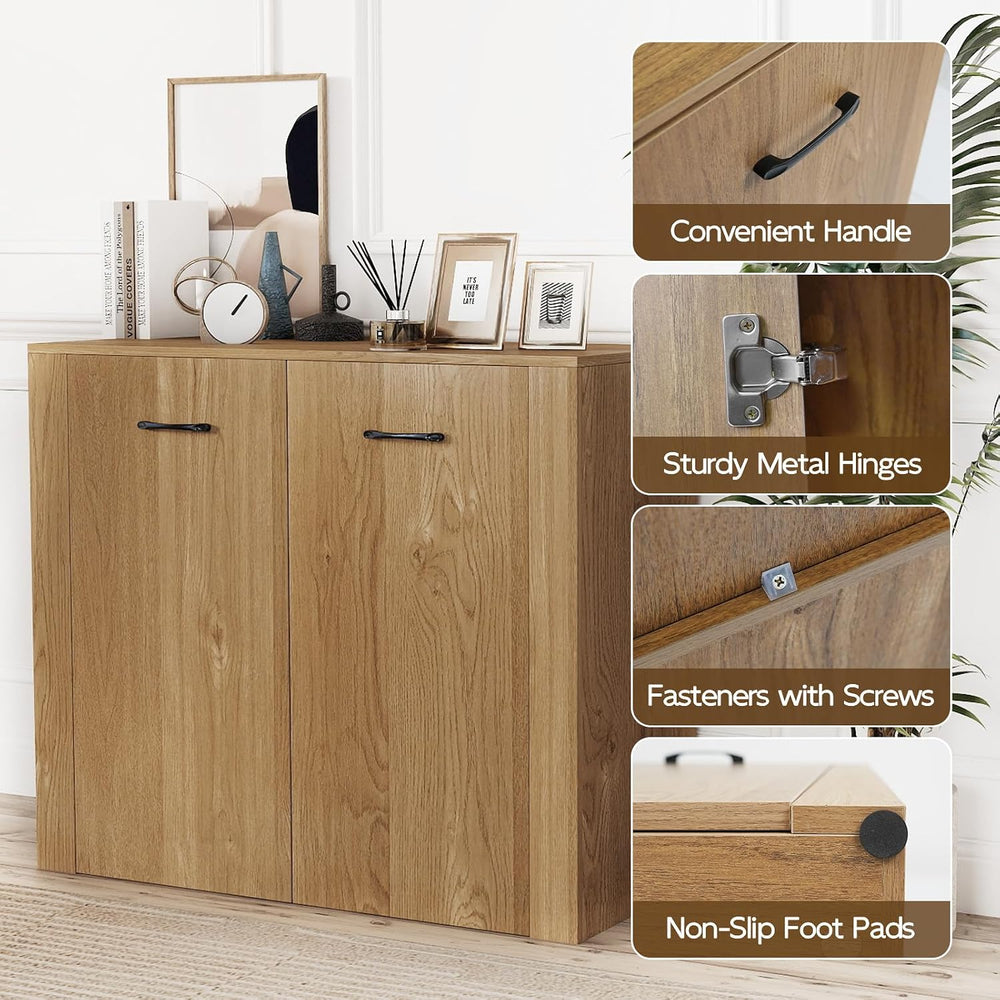 GIANTEX 38" Sideboard Cabinet with 2 Doors & 4 Shelves, Credenza, Na...