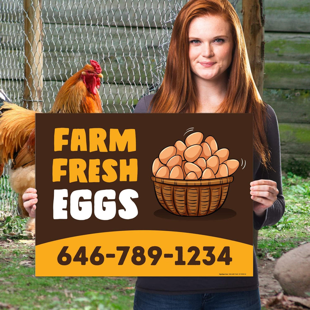 Custom Farm Fresh Eggs Sign, Personalize for Business and Outdoor Yard Sign, ...