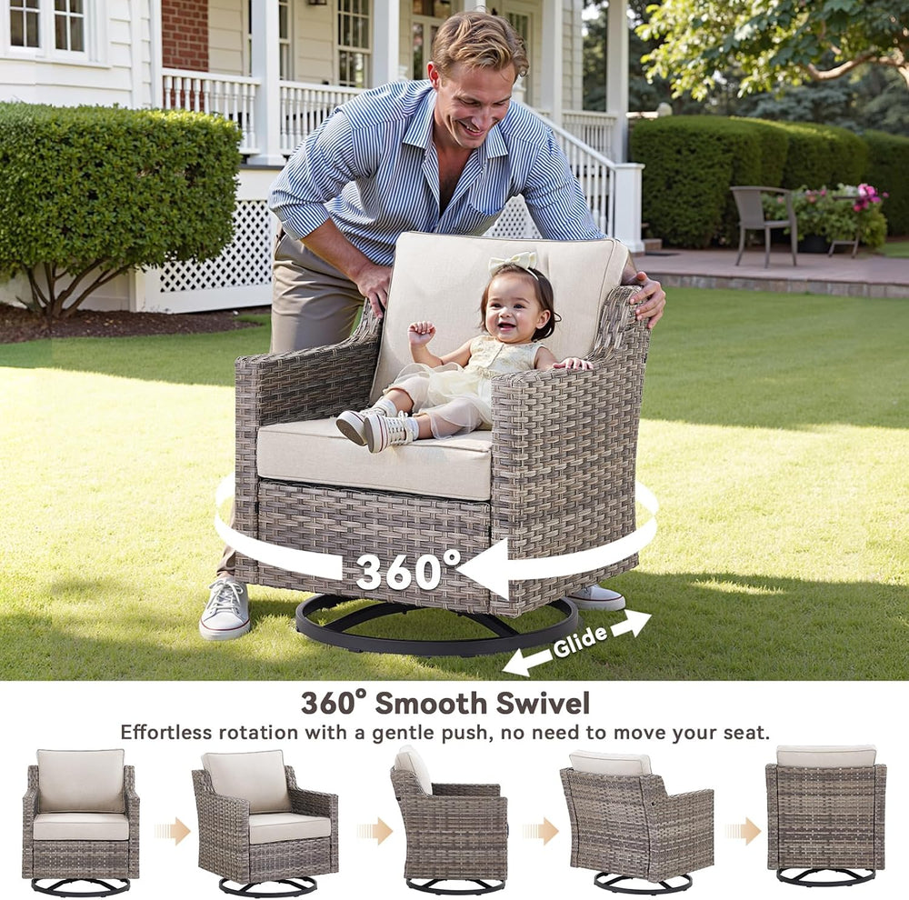 Wicker Patio Furniture Set-6 Piece High Back Outdoor Furniture Set Sectional ...