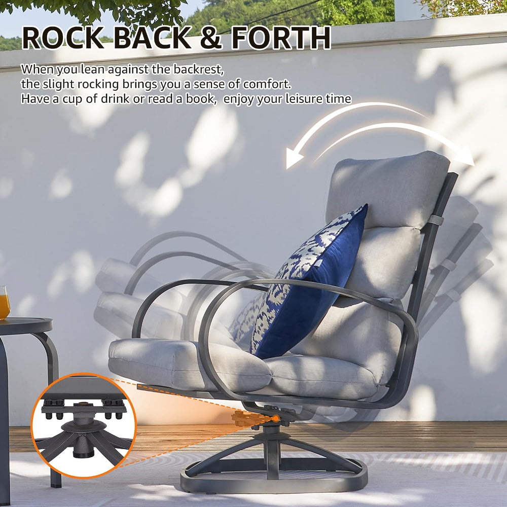 NATURAL EXPRESSIONS 3-Pc High Back Swivel Rocker Outdoor Bistro Set, Grey