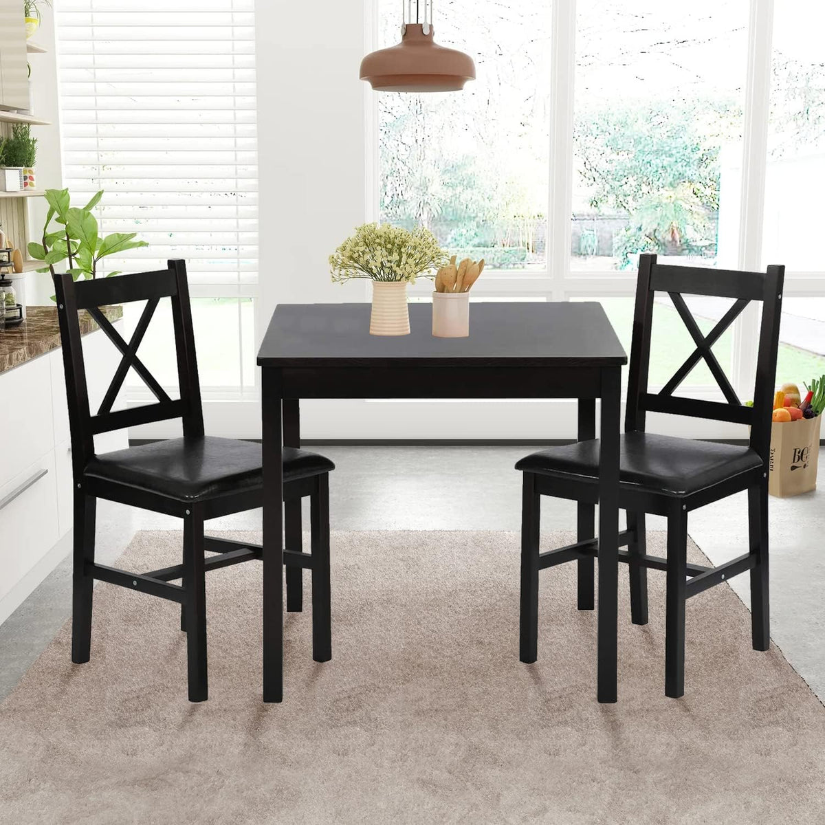 3-piece solid wood kitchen table set for 2, package contents