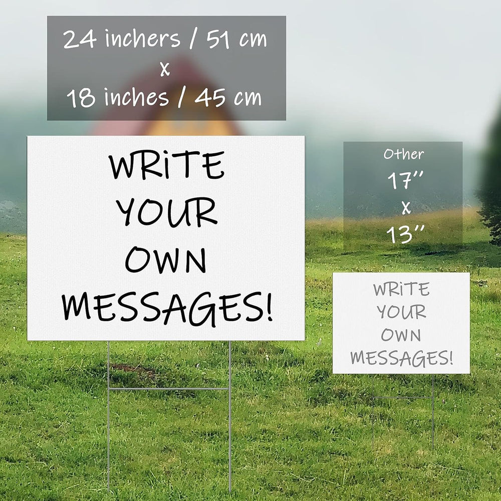 6 Pack Large Blank Yard Signs with Stakes, 18"x24" White Corrugated...