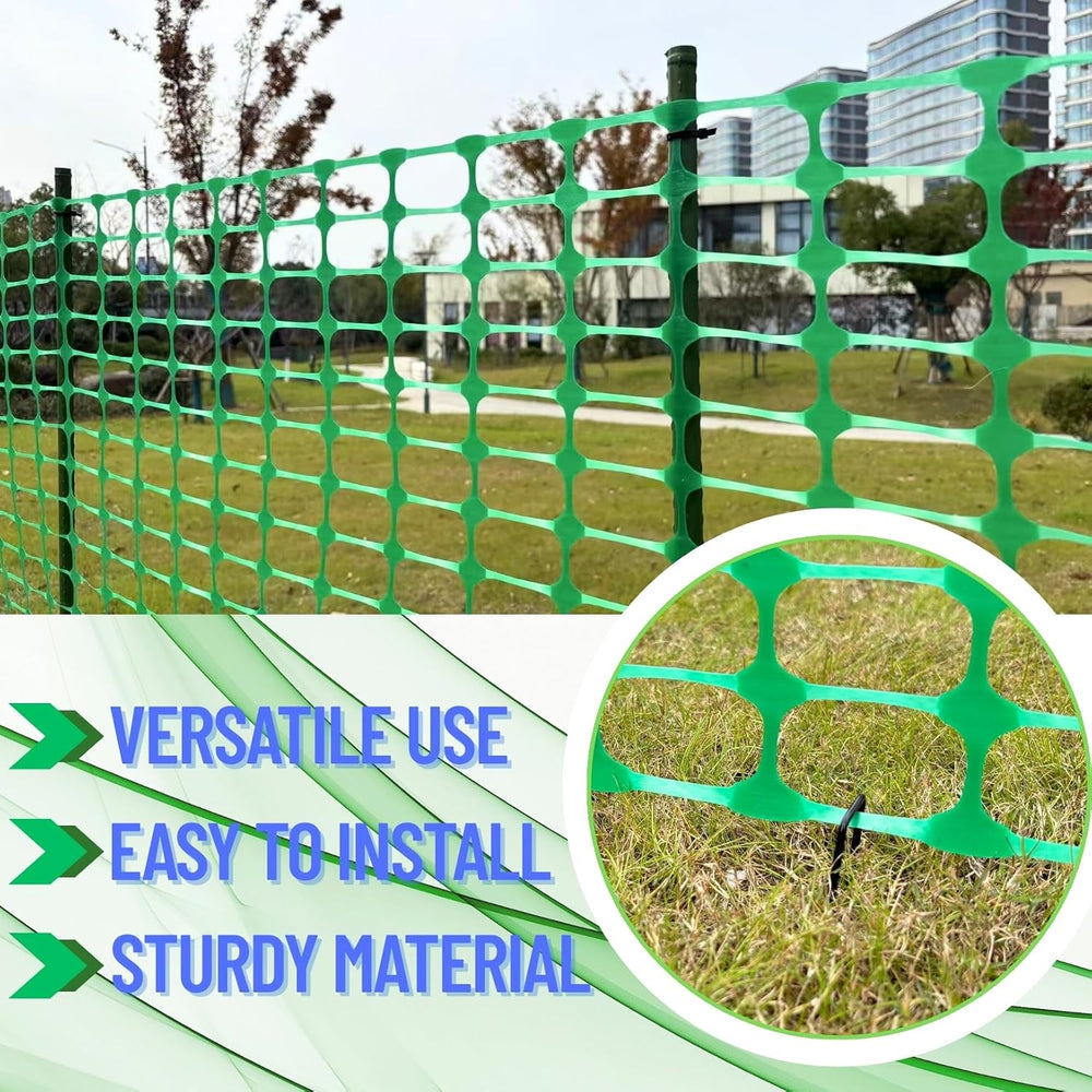 PotatoLife 40'' x 100', Green, Plastic Garden Fence with Stakes, ...