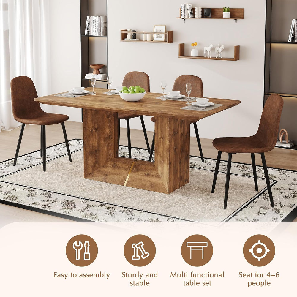 63'' Dining Table Set for 4, Wooden Dining Table Set with Chairs
