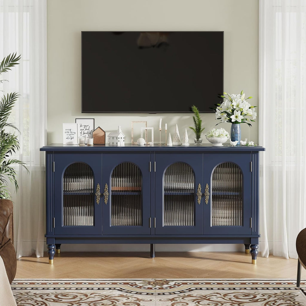 iPormis 59" Arched Sideboard Buffet Cabinet with Storage, Blue