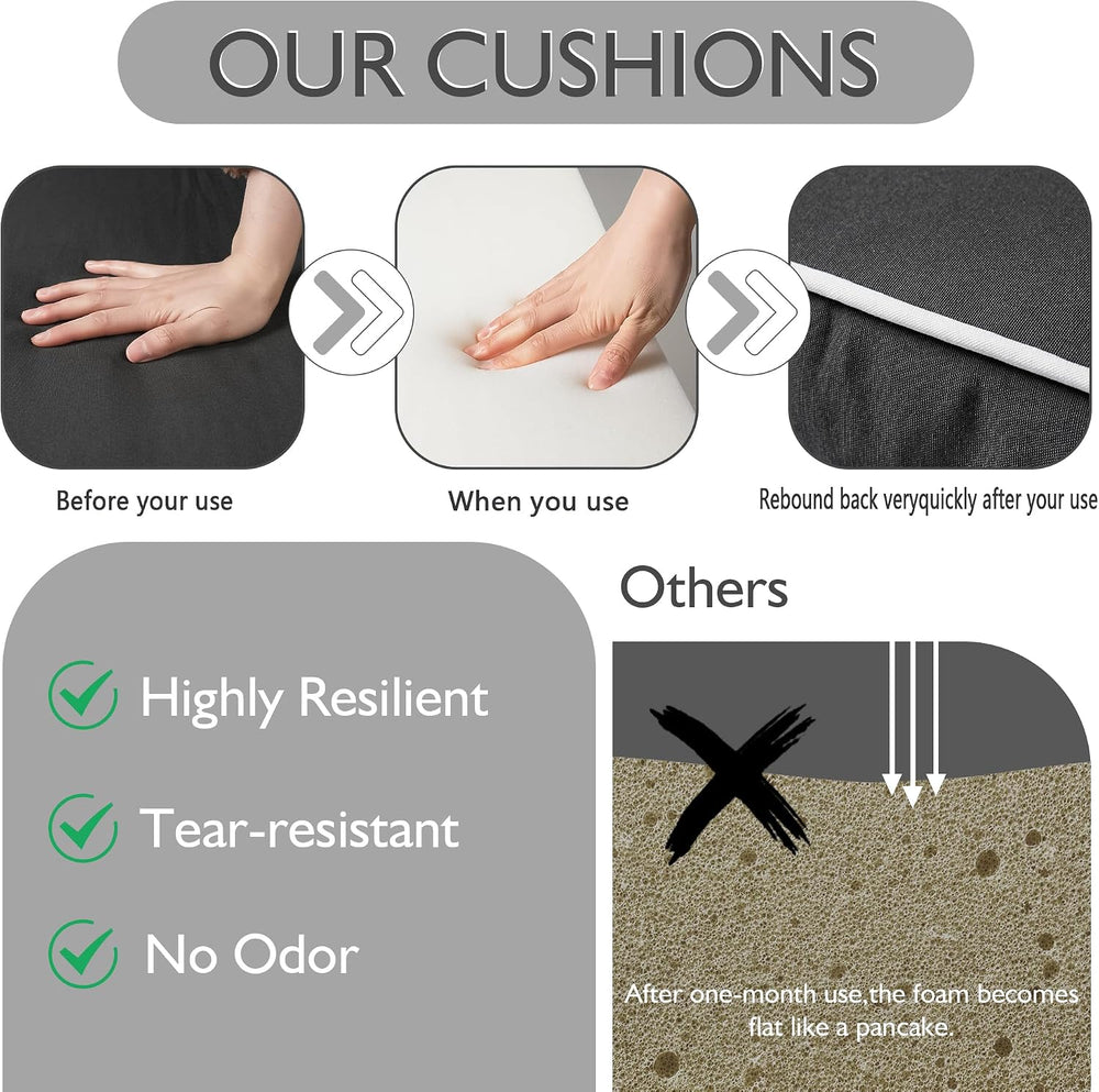 Enipate Outdoor Deep Seat Cushion Set of 2, Weather Resistant Patio Furniture...