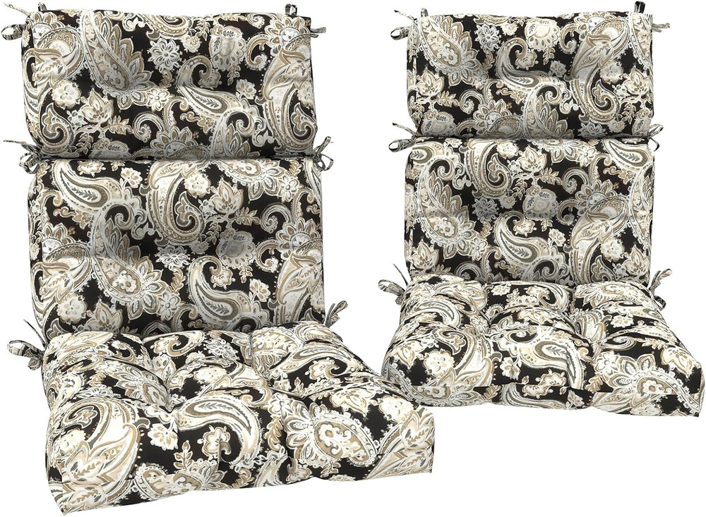 DYTXIII Outdoor High Back Chair Cushions Set of 2, Water Repellent Tufted Roc...