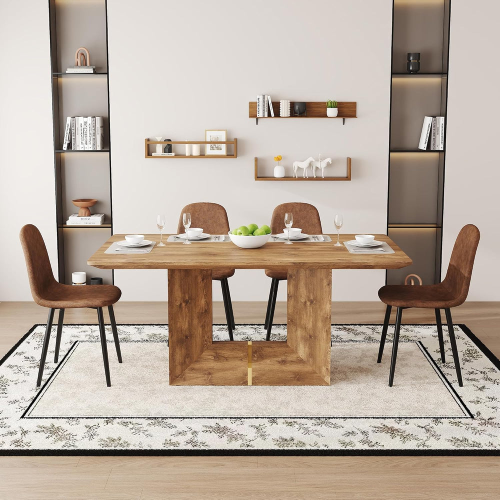 63'' Dining Table Set for 4, Wooden Dining Table Set with Chairs