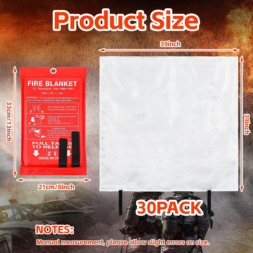Macarrie 30 Pack 39” x 39” Fire Blanket Emergency for Home Kitchen, Red