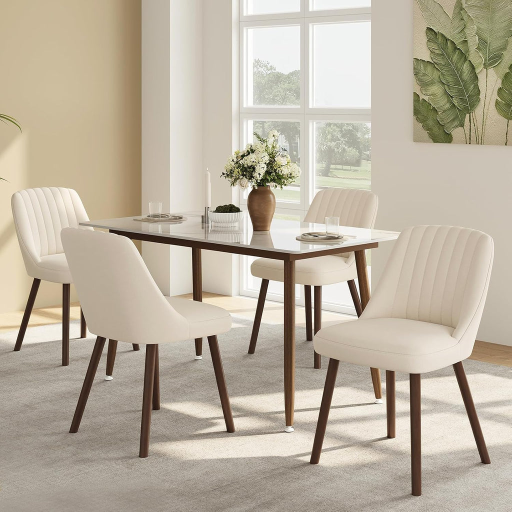 MALOL Dining Chairs Set of 4,Modern Fabric Kitchen Chairs with Back,Beige