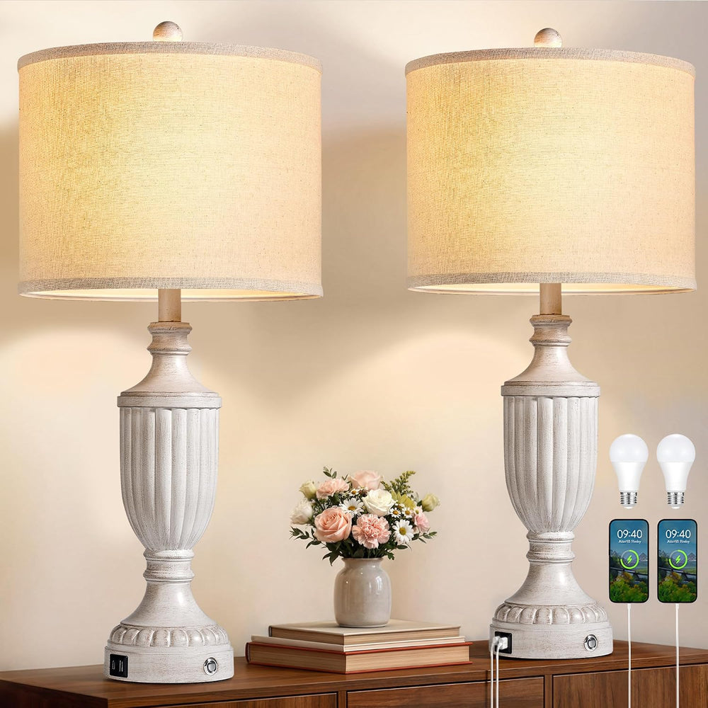 27.5" Table Lamps for Living Room Set of 2, Farmhouse Lamps for Nightsta...