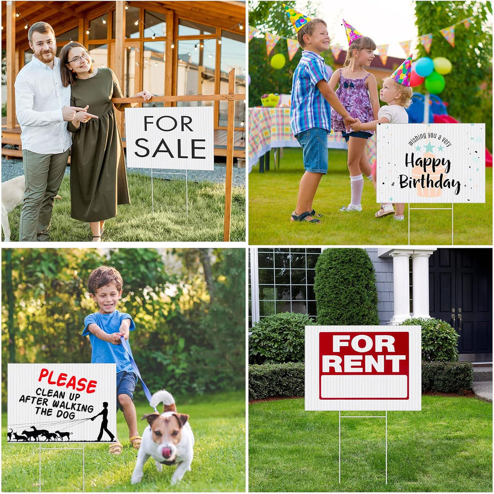 Tuanse 20 Pack White Yard Signs with Stakes 16x12 Inch Double Sided Blank