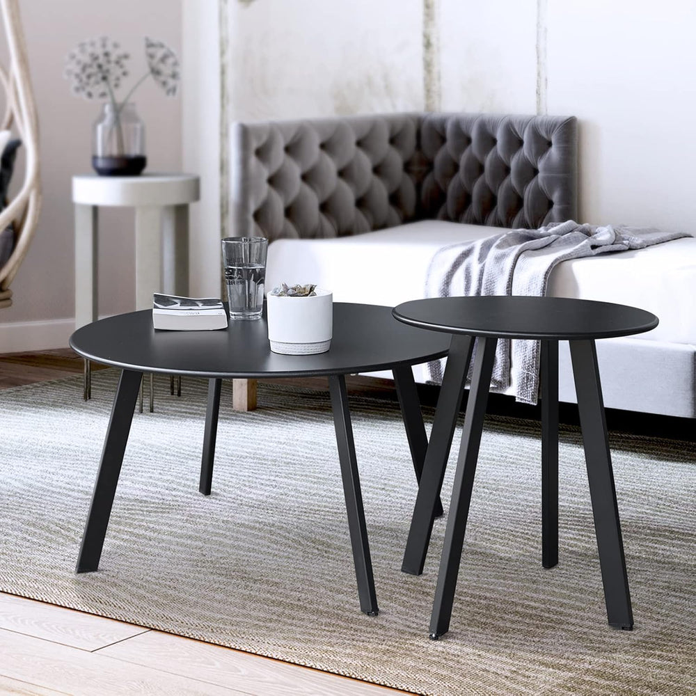 Meluvici Outdoor Patio Coffee Table Set of 2, Weather Resistant End Table, Ro...