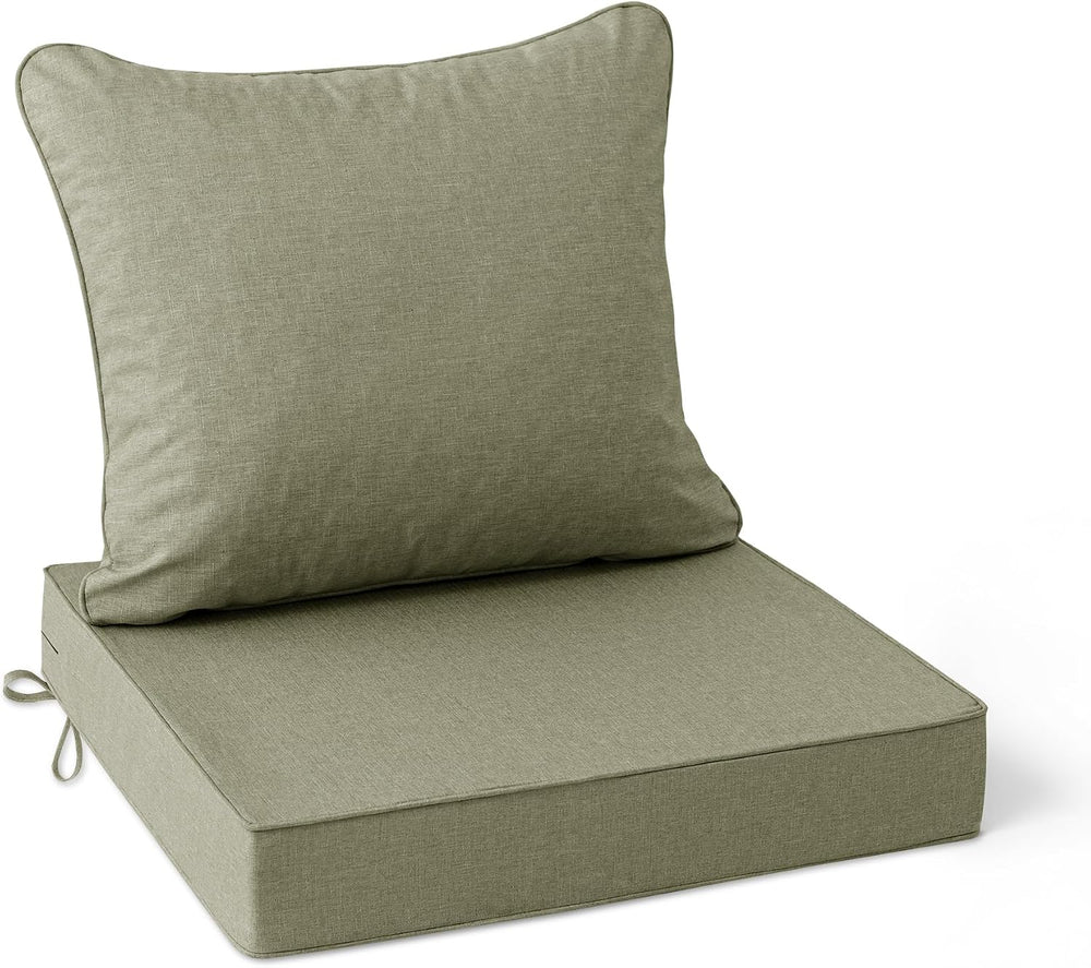 Summsun Water Resistant Outdoor Chair Cushions, Faux Linen Backrest and Deep ...