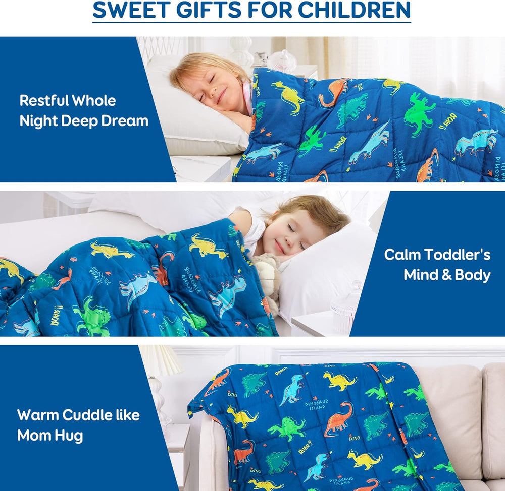 Kivik Weighted Blanket 3lbs, Cooling Blue Dinosaur Heavy Blankets, 36"x4...