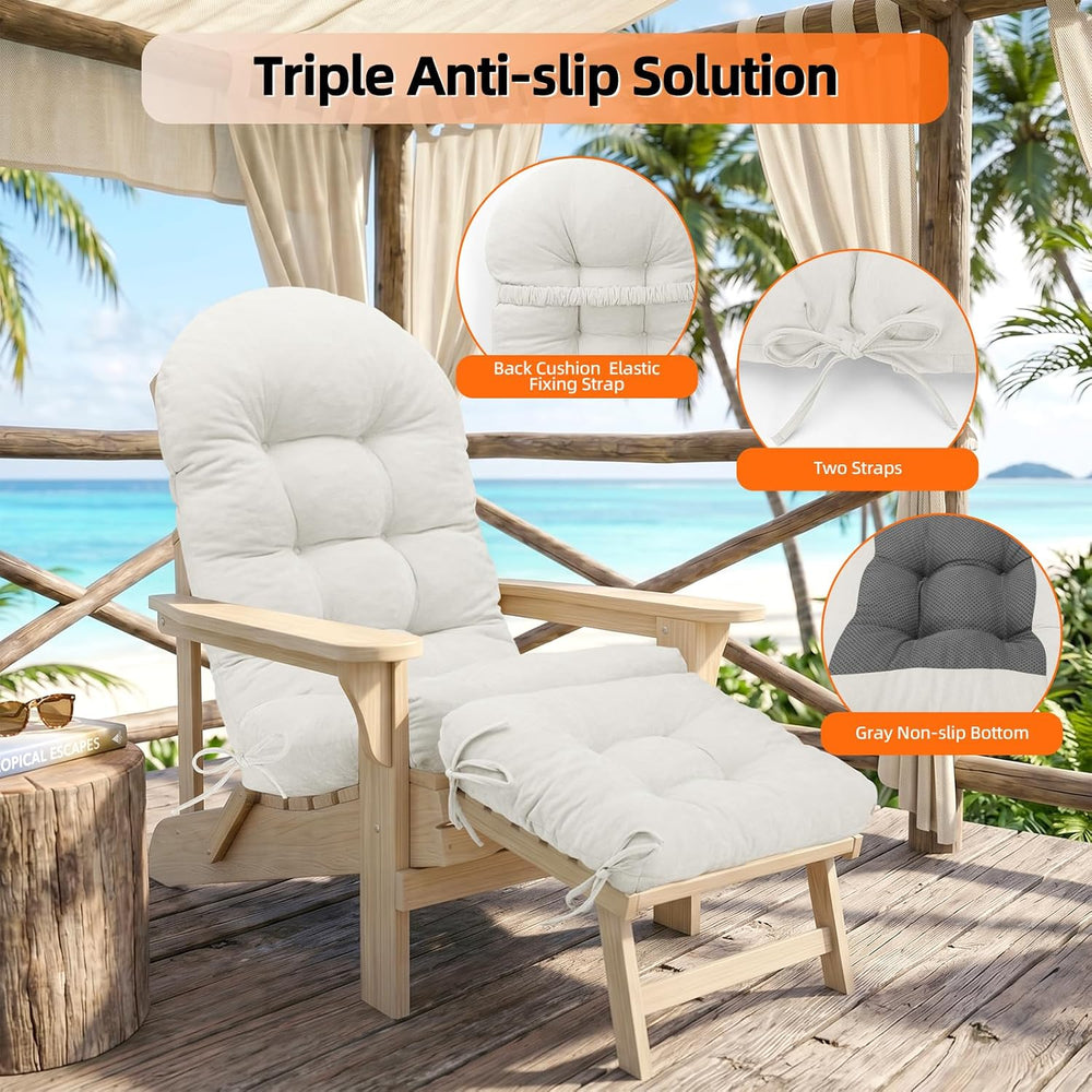 Rocking Chair Cushion Set, Ottoman Cushion Included,White