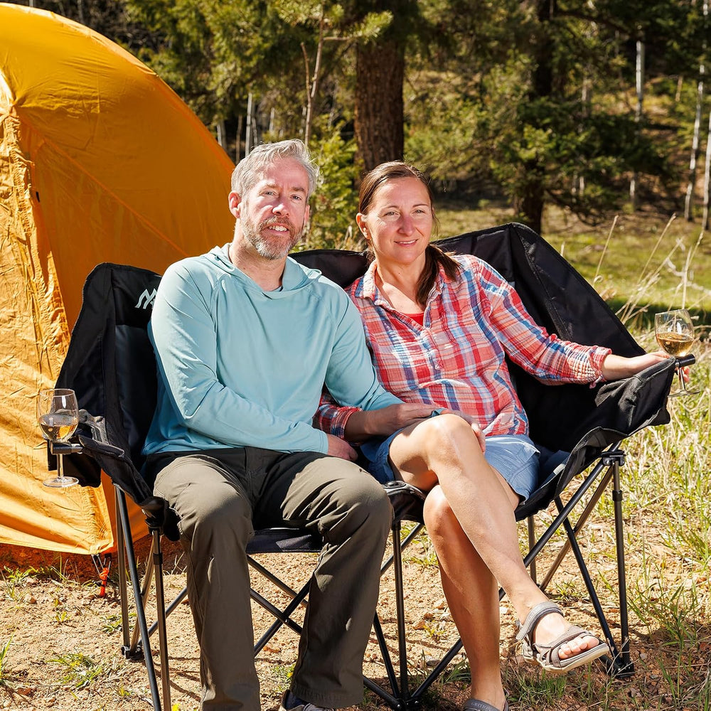 Oversized Double Camping Chairs for Adults, 2 Person Camping Chair, Black