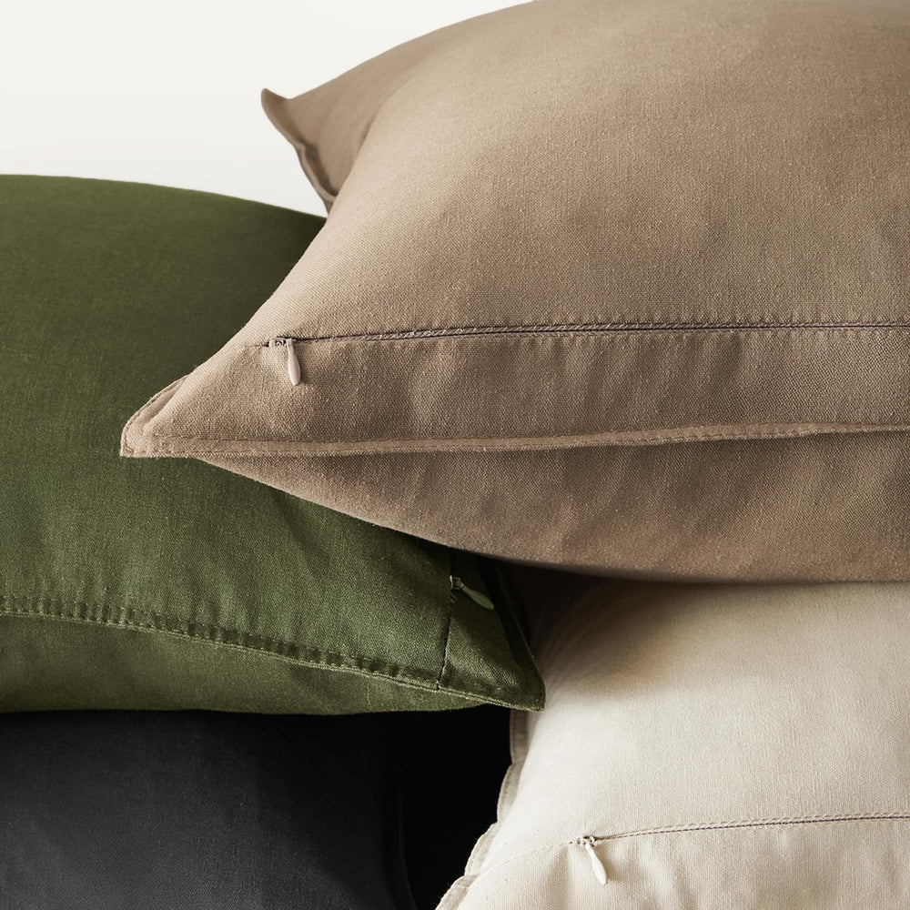 MIULEE Euro Shams Decorative Linen Pillow Covers 26x26 Inch Coco Brown