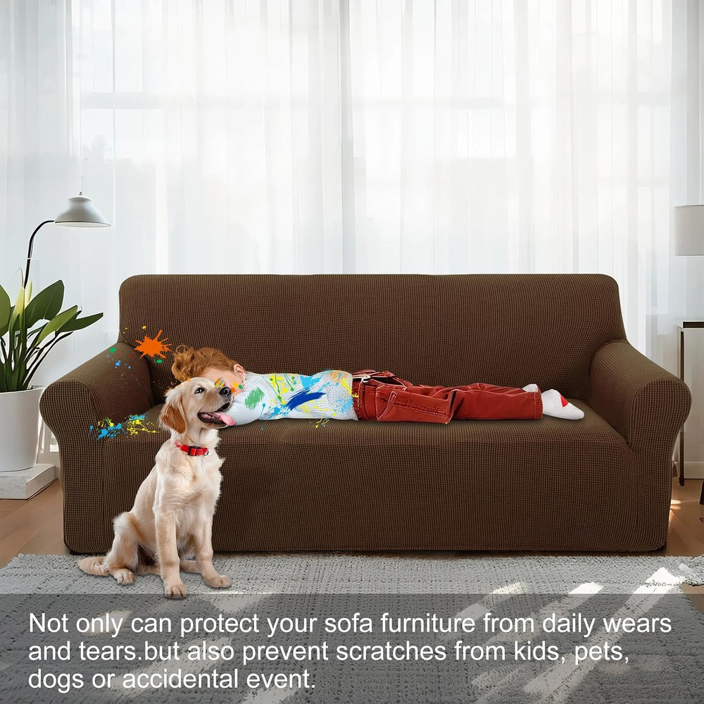 Stretch Oversized Sofa Couch Cover Washable Slipcover, Brown
