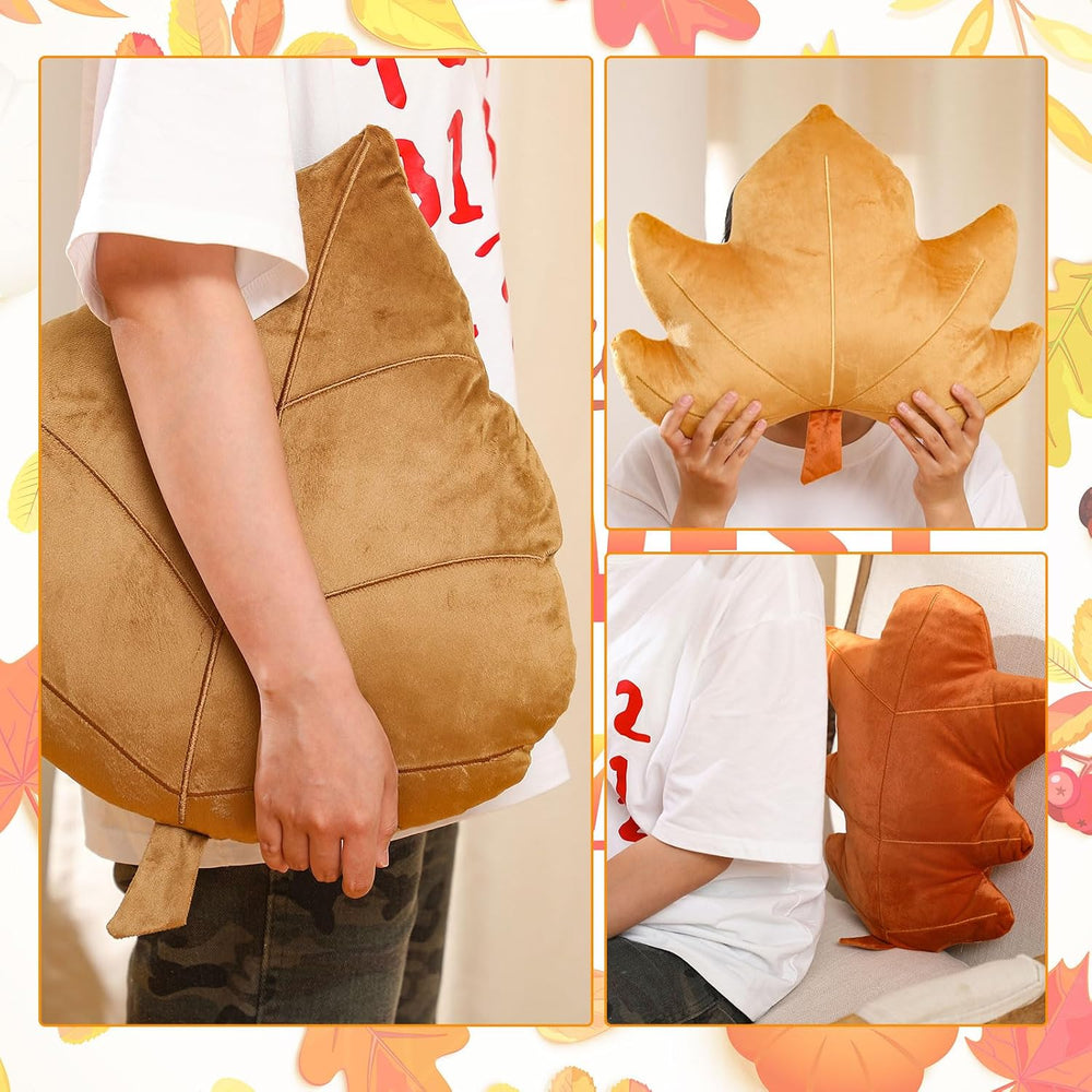 Newtay 3 Pack Thanksgiving Leaf Throw Pillows Autumn Fall Maple Pillow