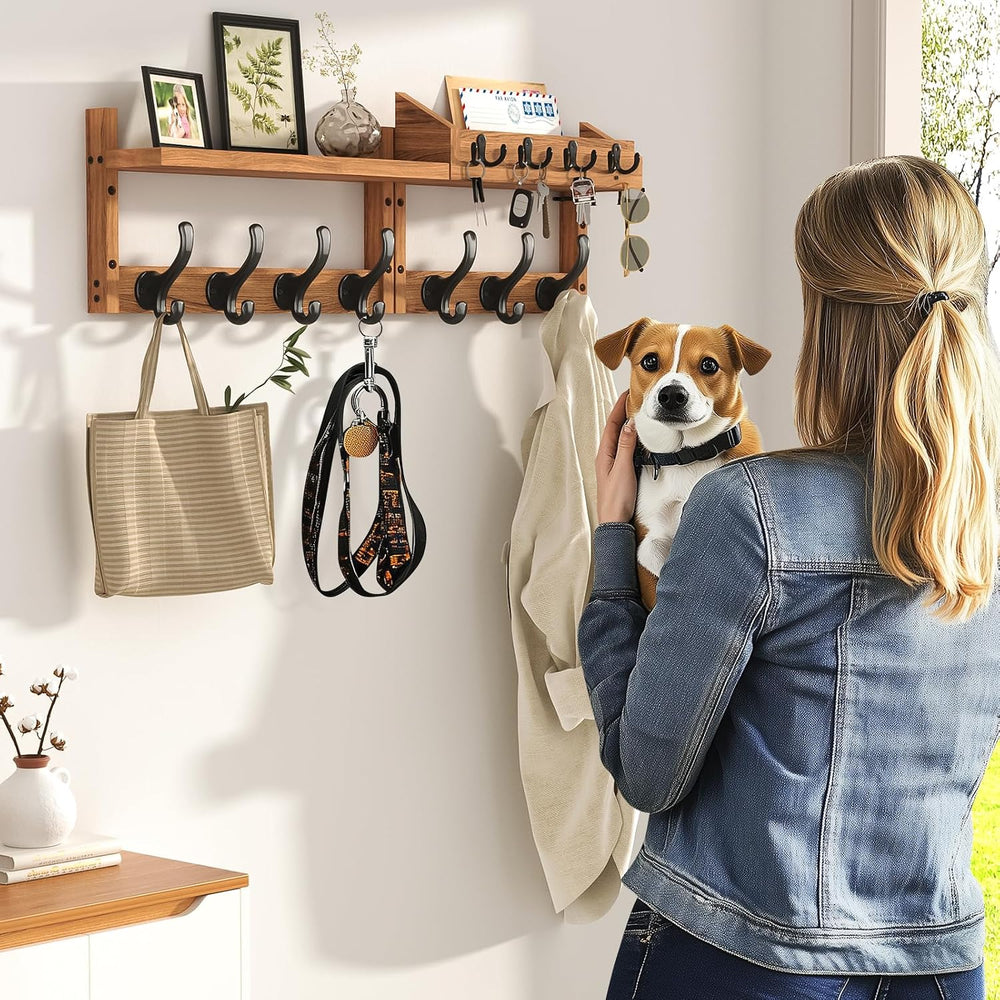 Evermagin 29" Coat Rack Wall Mount with Shelf & 11 Hooks, Entryway, ...