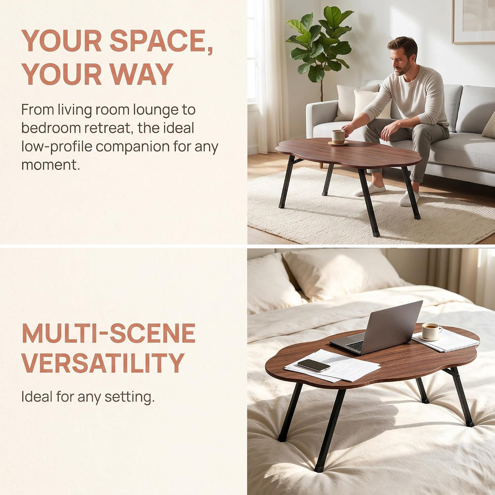 Folding Coffee Table,Cloud Coffee Table for Living Room,Walnut
