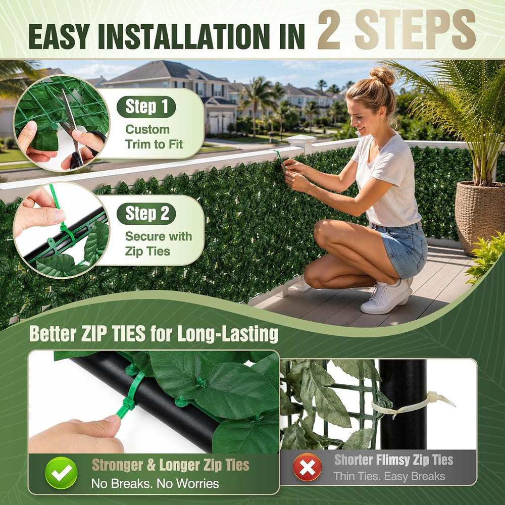 240x40 in Artificial Ivy Privacy Fence Screen, Privacy Fence Panels Faux Gree...