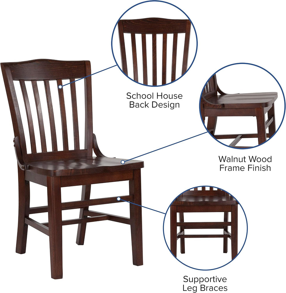 EMMA + OLIVER School House Back Walnut Wood Chair