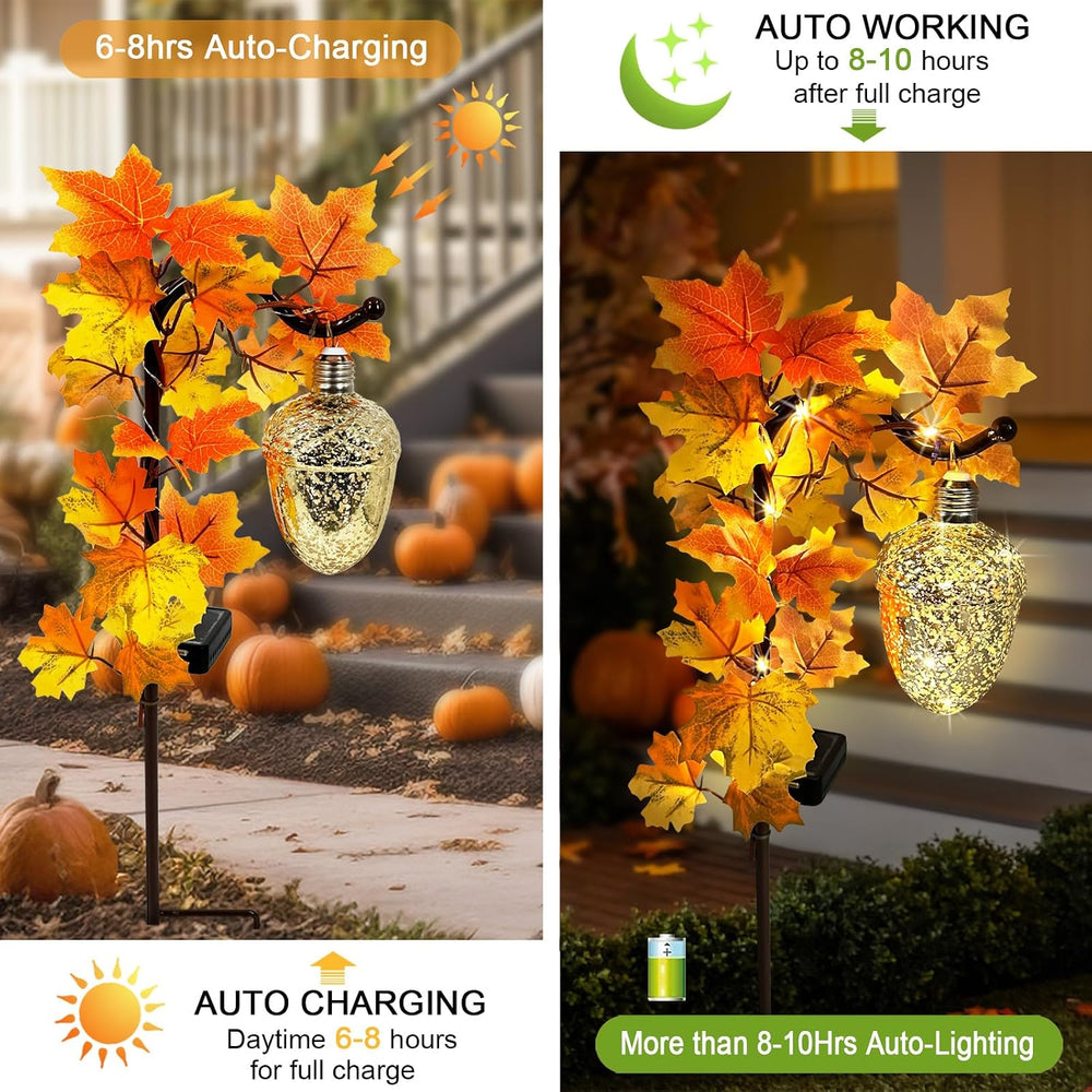 Acorn Solar Lights Outdoor Pathway,Fall Decorations Outdoor Garden Stakes