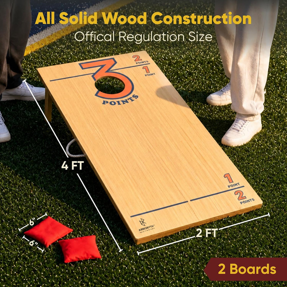 Regulation Cornhole Board Set - Dare to Play at 4x2 ft or 3x2 ft