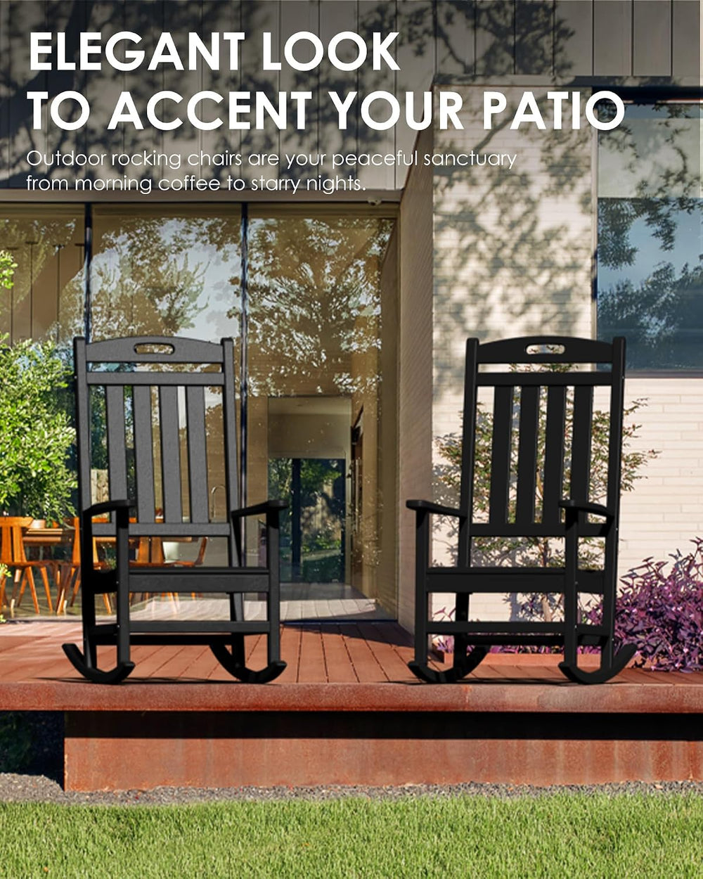 Outdoor Rocking Chair Set of 2, All-Weather Resistant Poly Lumber Chair