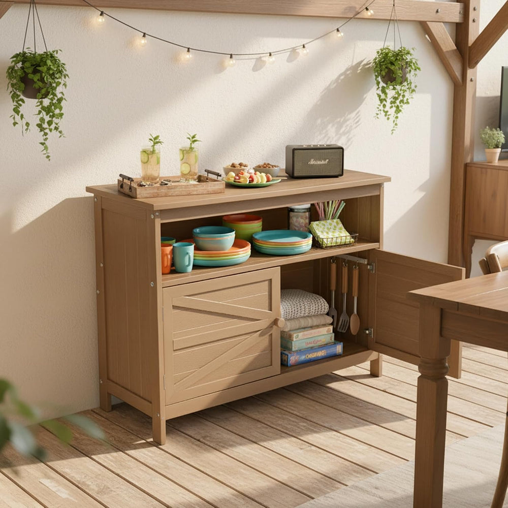 HIPS All-Weather Outdoor Storage Cabinet,Outdoor Sideboard with Magnetic Door...