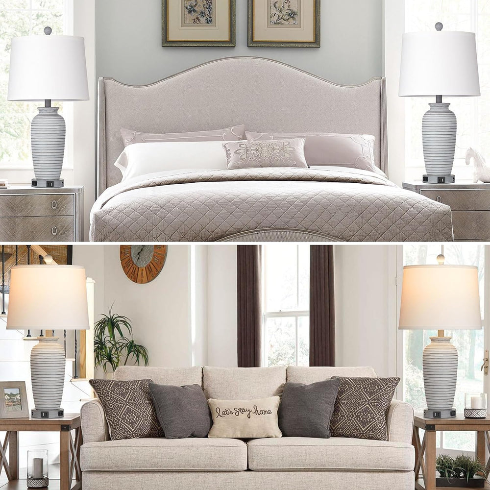 CINSARY 25" Farmhouse Jar Table Lamps Set of 2, 3 Way Touch Control Rust...