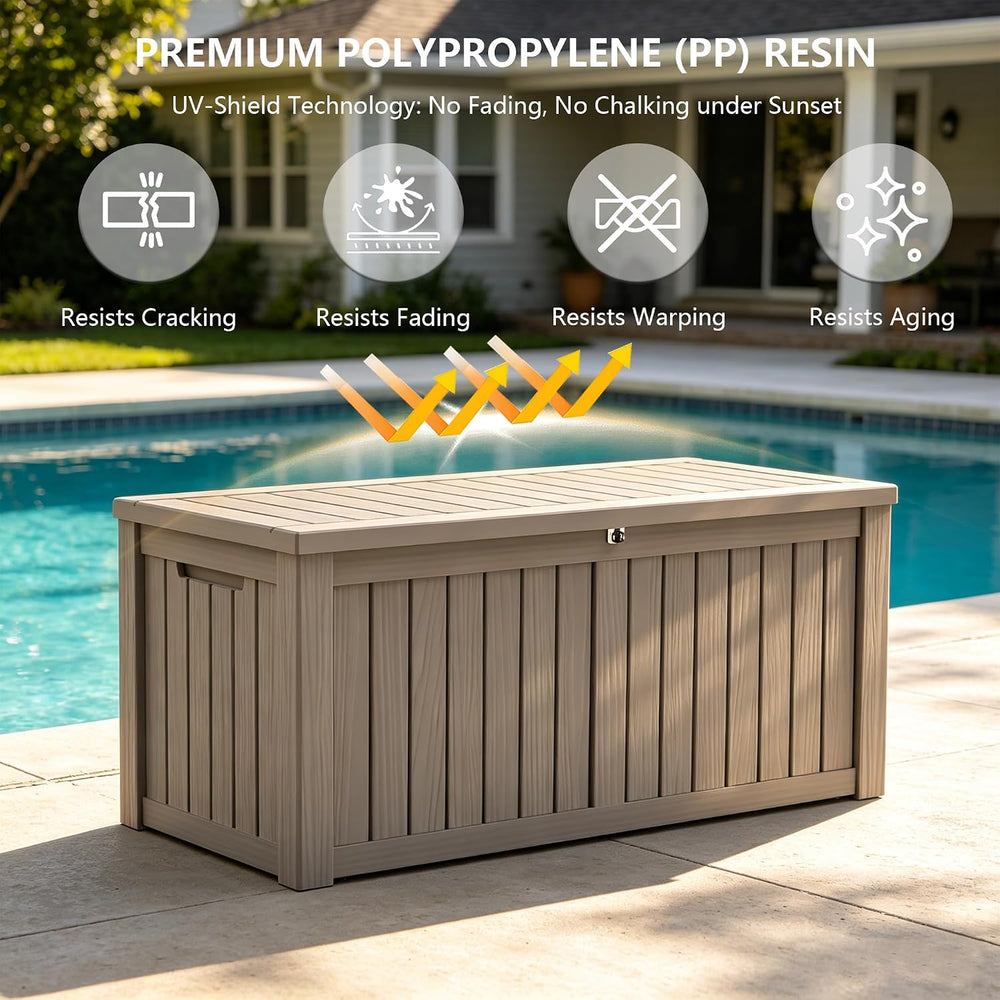 Outdoor Storage Box, 150 Gallon Waterproof Deck Box [Upgraded 3.1], Large Res...