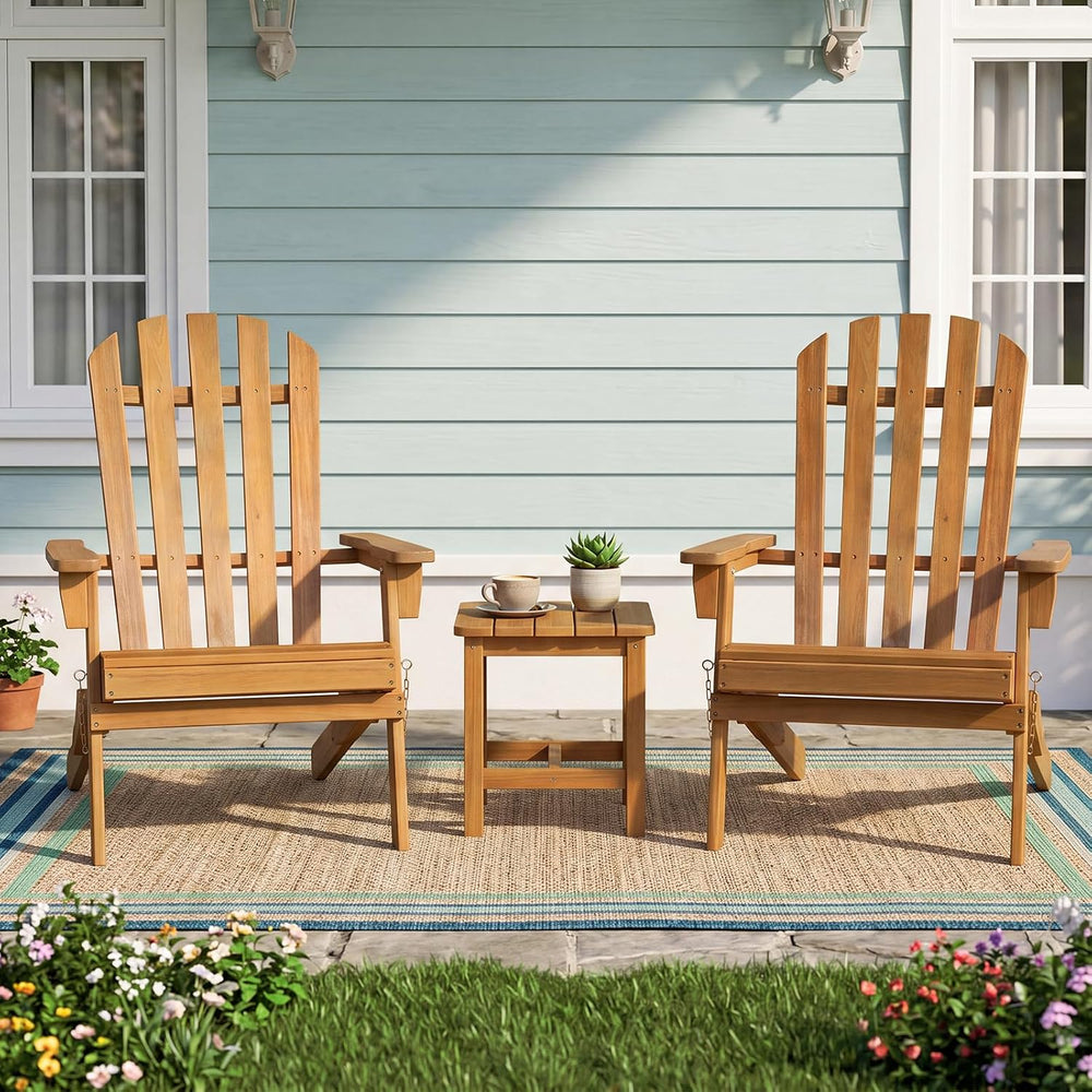 Tangkula Folding Acacia Wood Adirondack Chair, 400 LBS, 2 Pack