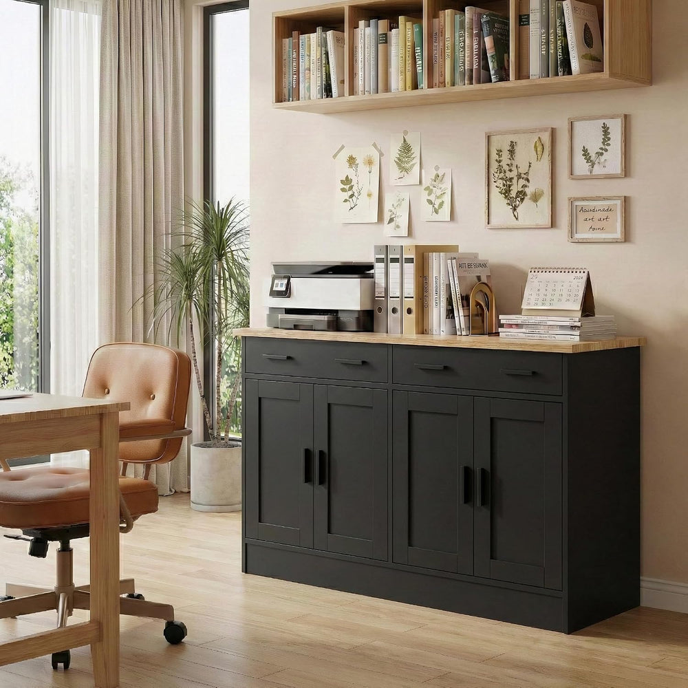 Anystyle 53" Dark Grey Buffet Cabinet with Storage, Kitchen Sideboard Bu...